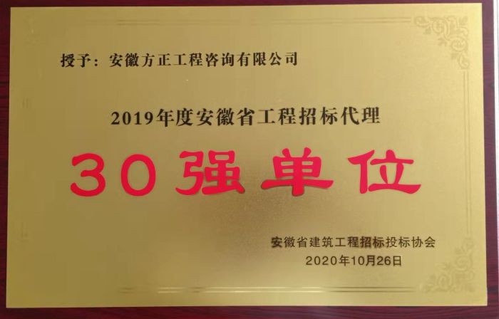 2019年招標代理“30強單位”