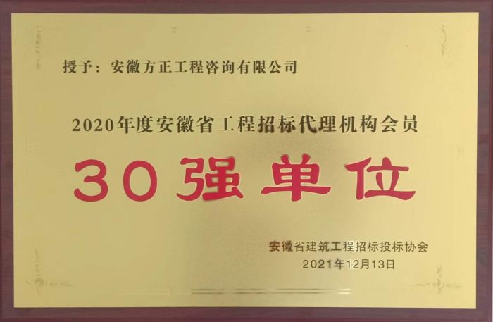 2020年招標代理“30強單位”